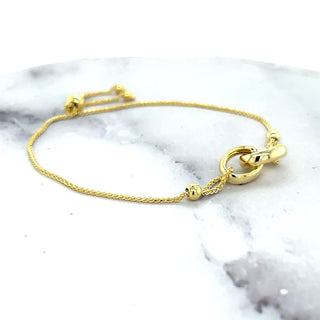 14K Yellow Gold 9.25" Interlocked Rings Friendship Bracelet