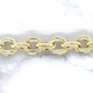 14K Yellow Gold 8" Polished Round Double Link Bracelet