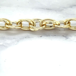 14K Yellow Gold 8" Polished Round Double Link Bracelet