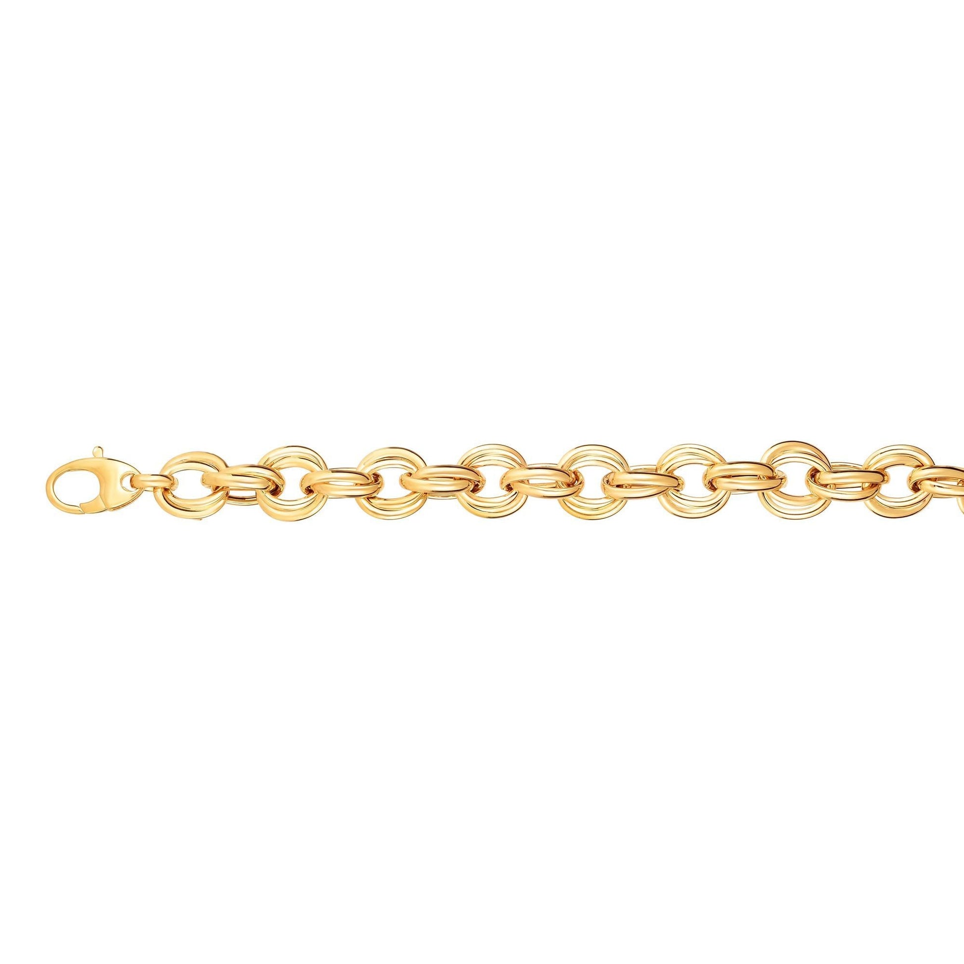 14K Yellow Gold 8" Polished Round Double Link Bracelet