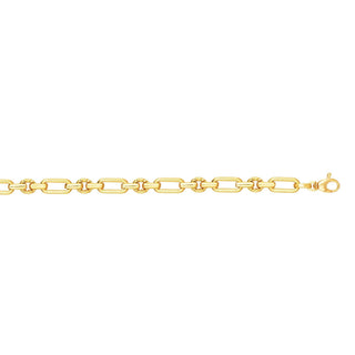 14K Yellow Gold 6.3mm Cable Oval Link Fancy Bracelet, 7.5" Real Gold Necklace, Elongated Oval Link Bracelet, Women