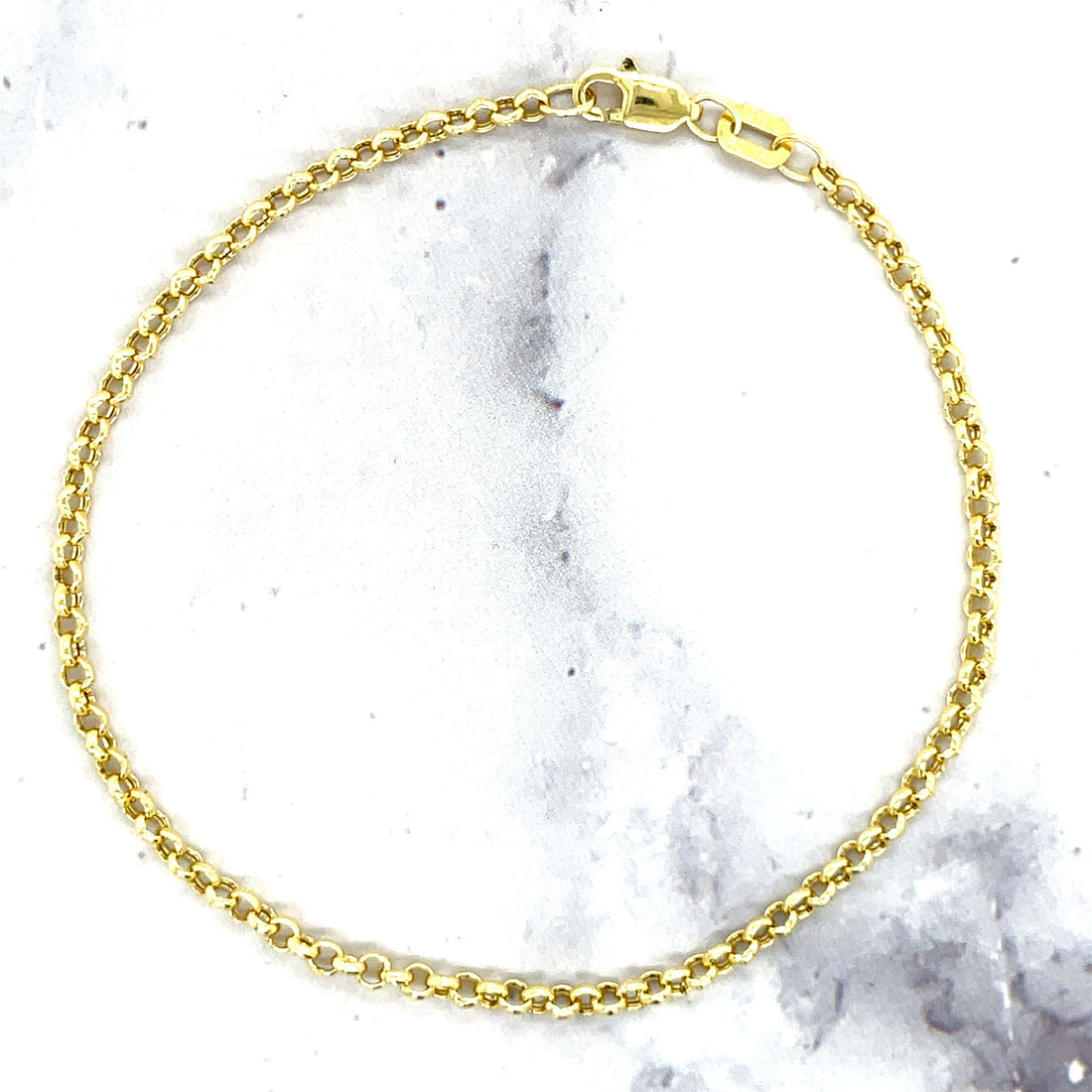 14K Yellow Gold 7" Lite Rolo Chain Bracelet, 2.5mm wide, Classic Gold Bracelet, Real Gold, White Gold, Women