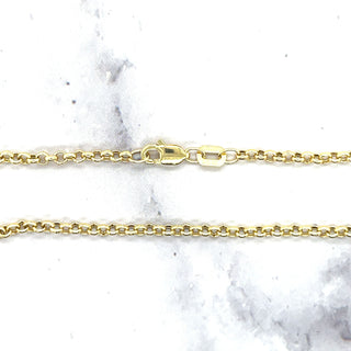 14K Yellow Gold 7" Lite Rolo Chain Bracelet, 2.5mm wide, Classic Gold Bracelet, Real Gold, White Gold, Women