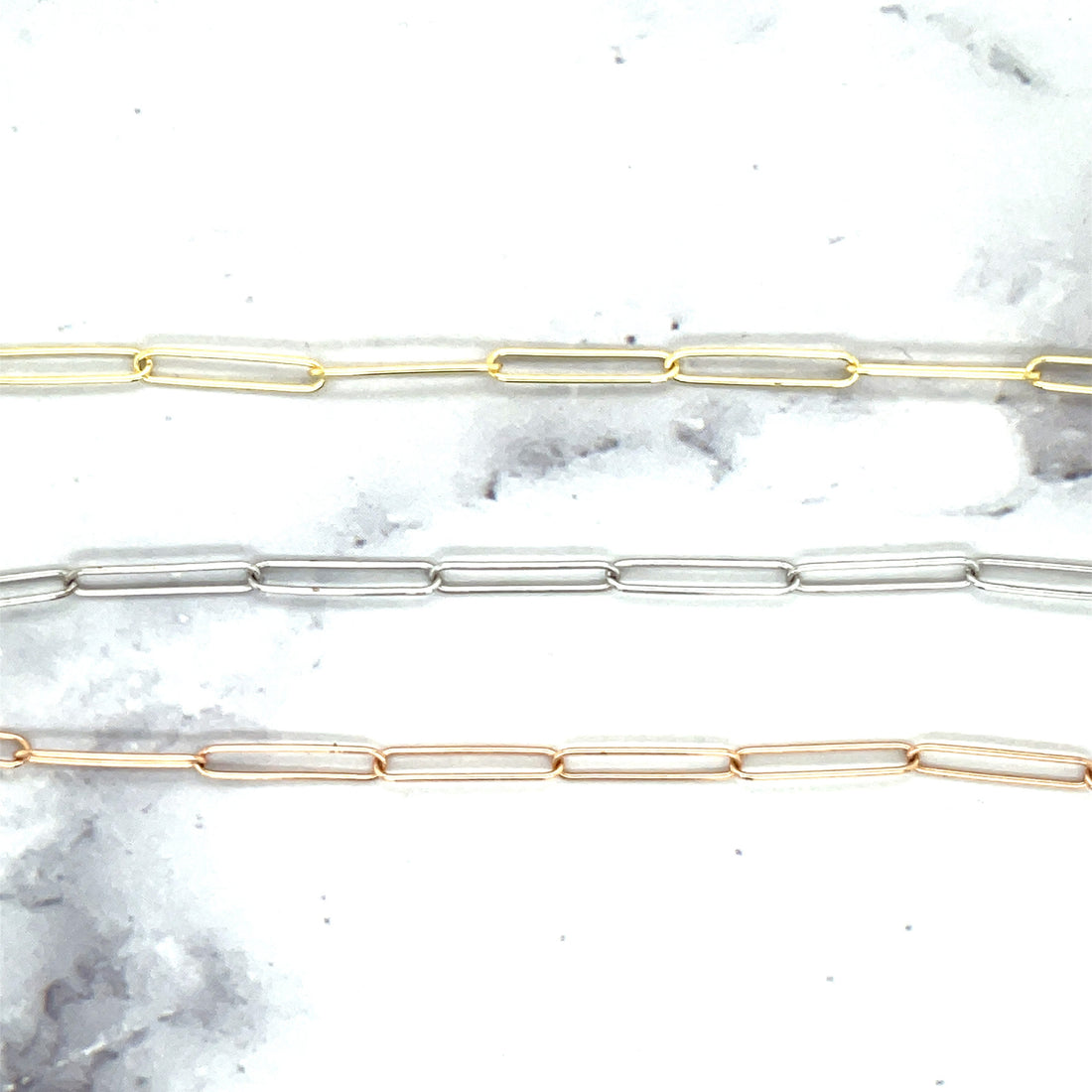 14K White Gold 7" Lungo Rectangle Paperclip Chain Bracelet, Trendy Bracelet, Yellow Gold, Rose Gold, Real Gold Bracelet, Women