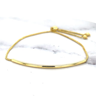 14K Yellow Gold 9.25" Polished Curved Bar Friendship Bracelet