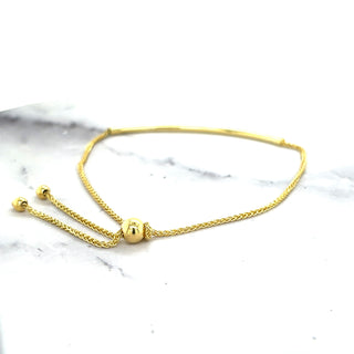 14K Yellow Gold 9.25" Polished Curved Bar Friendship Bracelet