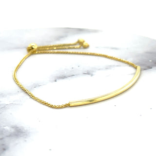 14K Yellow Gold 9.25" Polished Curved Bar Friendship Bracelet