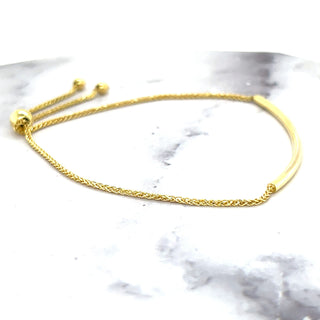 14K Yellow Gold 9.25" Polished Curved Bar Friendship Bracelet