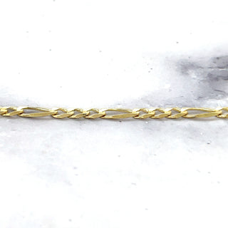 Solid 14K Gold 7" Figaro Chain Bracelet, 3.8mm wide, Real Gold Bracelet, Women, Unisex