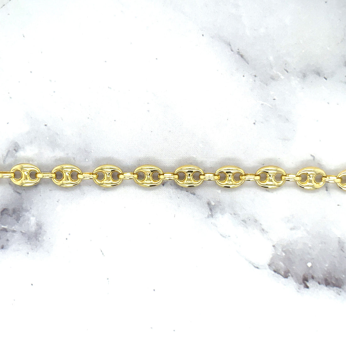 14K Yellow Gold 18" 20" 24" Lite Puffed Mariner Link Chain Necklace 6.8mm Wide, Real Gold Chain, Women Necklace