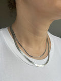 Solid 14K White Gold Herringbone Chain with Lobster claw Clasp, 2.8mm 4.6mm Wide, 16