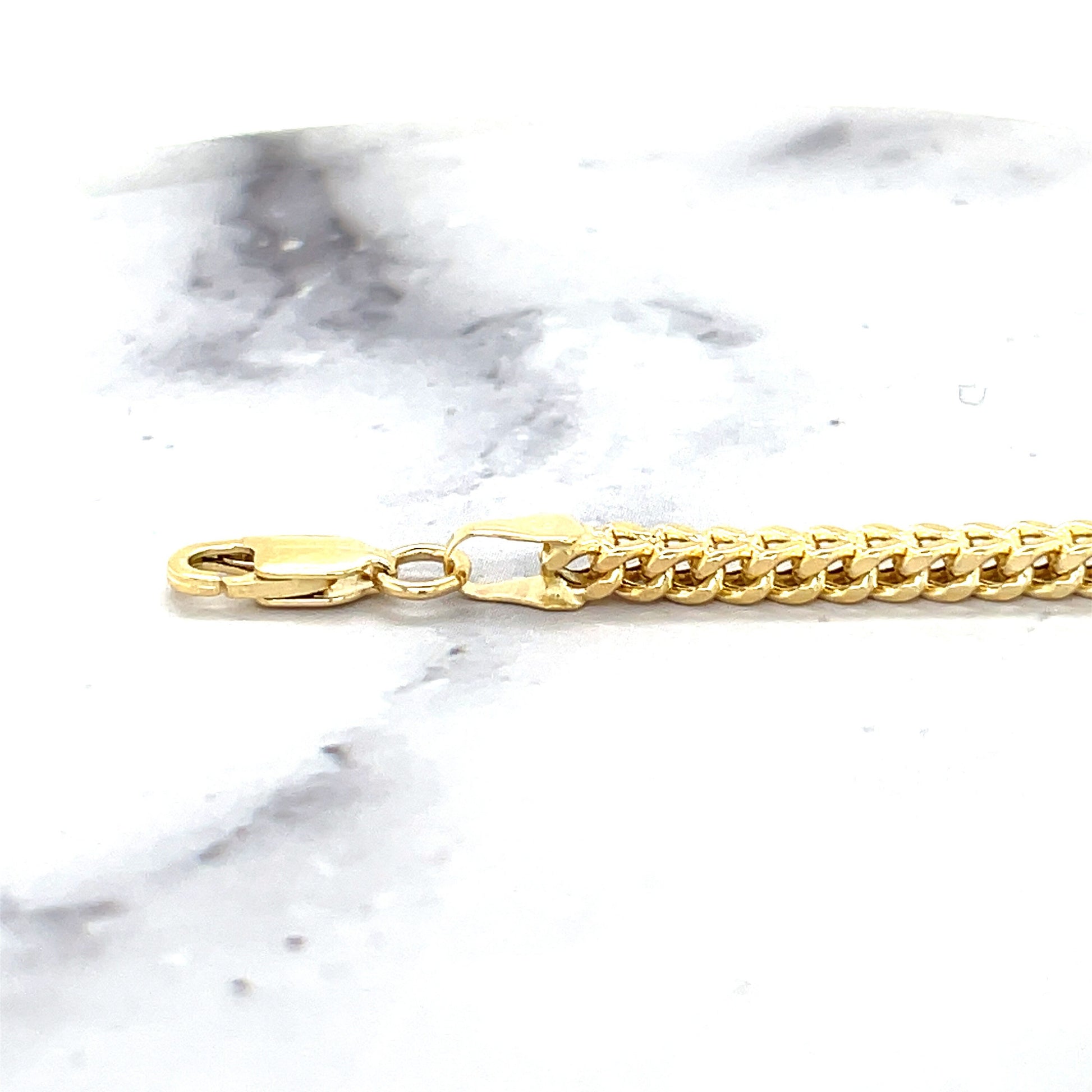 14K Yellow Gold Square Franco Chain with Lobster claw Lock, 3mm Wide, 18" 20" 24", Real Gold Necklace, Women, Unisex