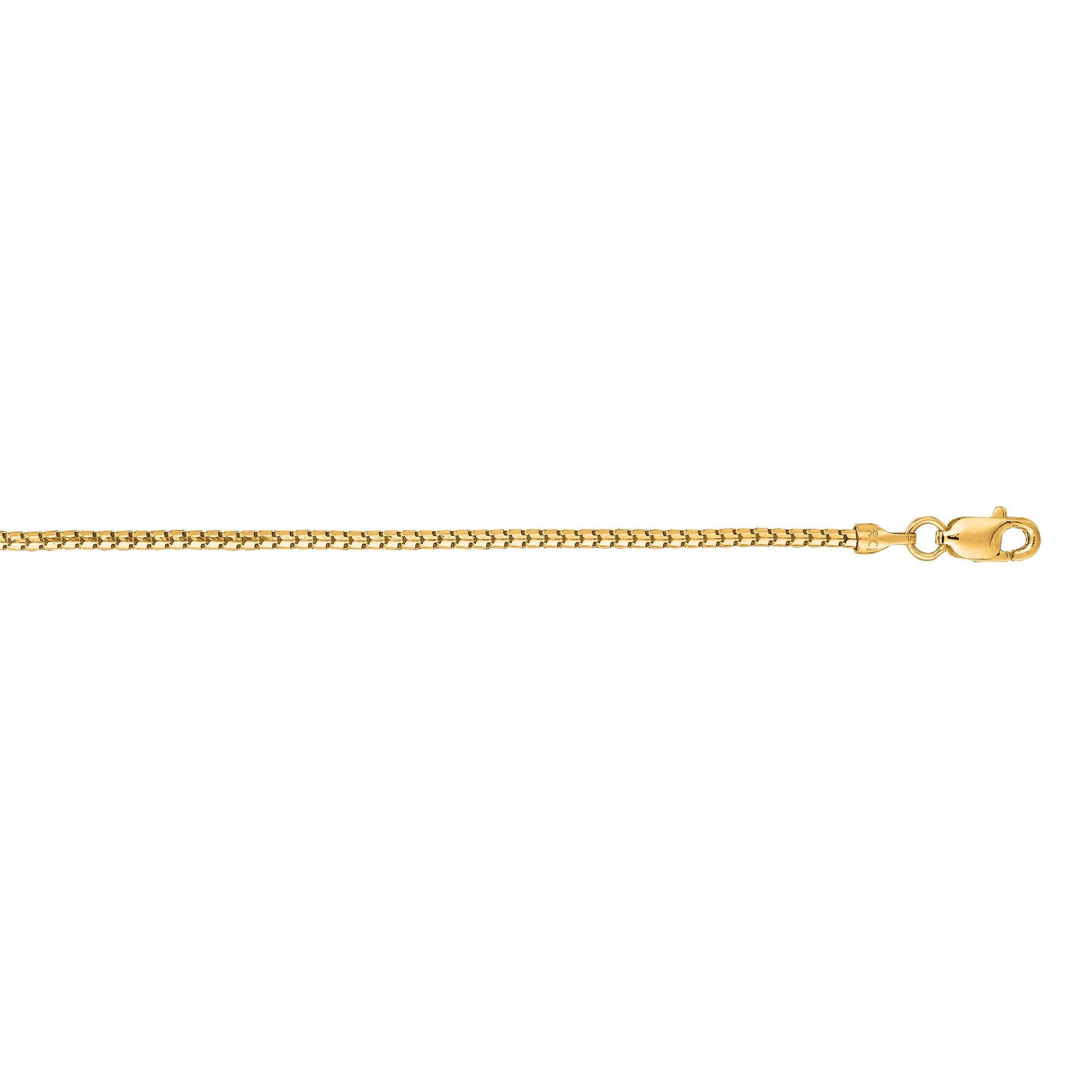 Solid 14K White Gold 16" Round Ice Box Chain, 1.3mm Wide, Real Gold, Women