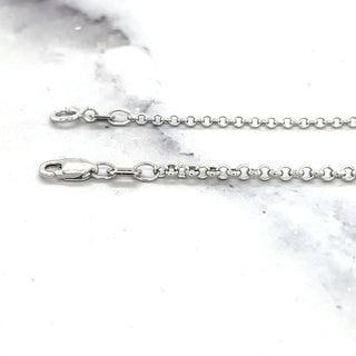 14K Lite Rolo Chain, 1.9mm or 2.5mm Wide, White Gold, Real Gold Necklace, Round Link, Women