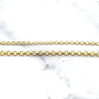 14K Yellow Gold Lite Rolo Chain, 1.9mm 2.5mm Wide, 16" 18" 20" 22" 24" 30", Real Gold Necklace, Round Link, Women