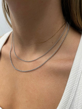 14K Lite Rolo Chain, 1.9mm or 2.5mm Wide, White Gold, Real Gold Necklace, Round Link, Women