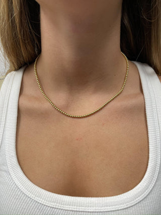 14K Yellow Gold 18" Adjustable Beaded Chain with Lobster claw Clasp. 4mm 5mm 6mm Wide, Ball Necklace, Real Gold Necklace, Women