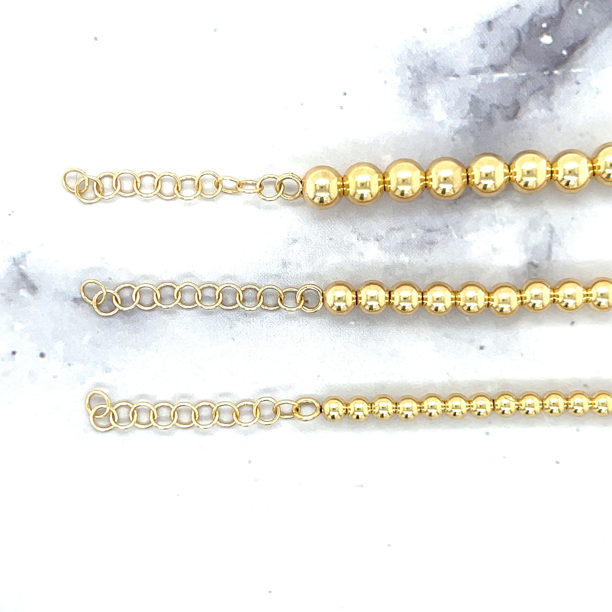 14K Yellow Gold 18" Adjustable Beaded Chain with Lobster claw Clasp. 4mm 5mm 6mm Wide, Ball Necklace, Real Gold Necklace, Women