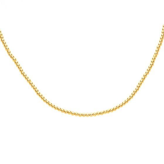 14K Yellow Gold 18" Adjustable Beaded Chain with Lobster claw Clasp. 4mm 5mm 6mm Wide, Ball Necklace, Real Gold Necklace, Women