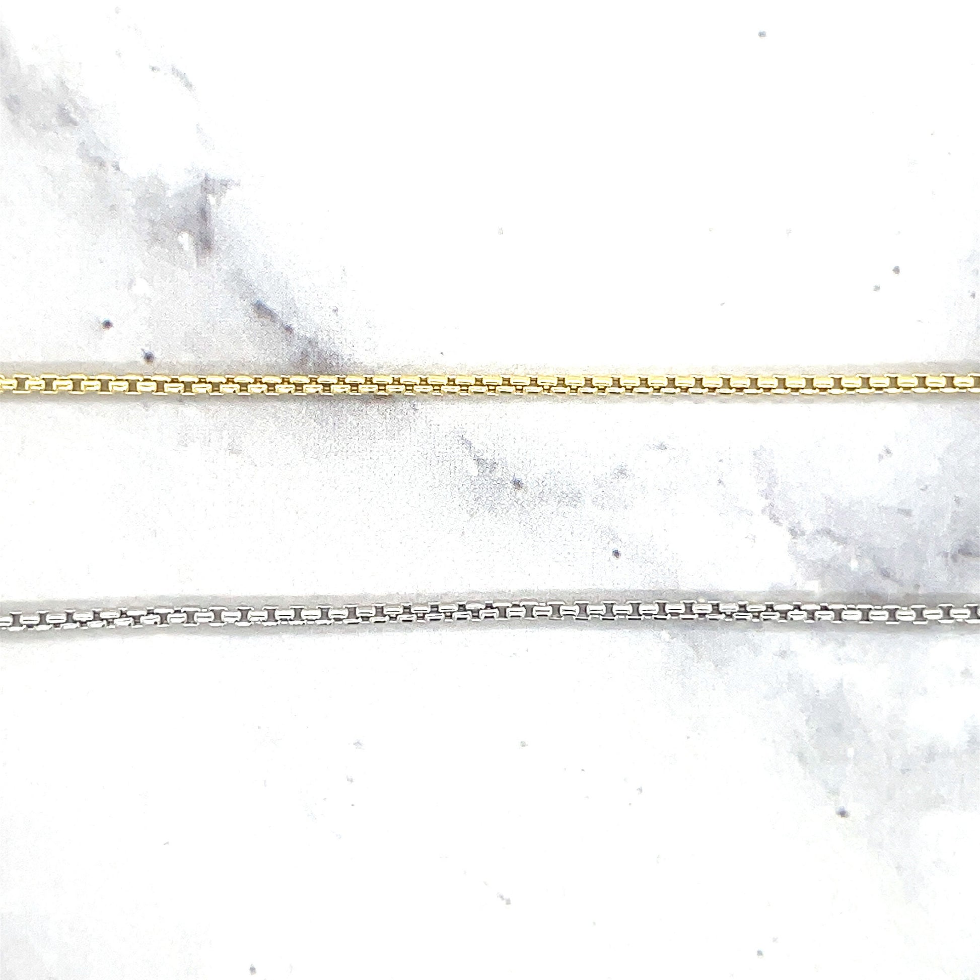 14K Yellow Gold Lite Round Box Chain with Lobster claw Lock, 1.3mm Wide, 16" 18" 20", White Gold, Real Gold Necklace, Women