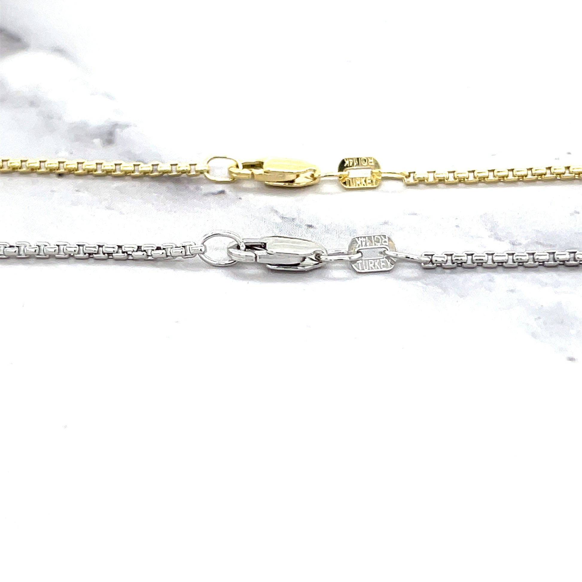 14K Yellow Gold Lite Round Box Chain with Lobster claw Lock, 1.3mm Wide, 16" 18" 20", White Gold, Real Gold Necklace, Women