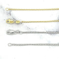 14K Yellow Gold Lite Round Box Chain with Lobster claw Lock, 1.3mm Wide, 16