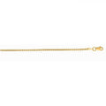 14K Yellow Gold Lite Round Box Chain with Lobster claw Lock, 1.3mm Wide, 16