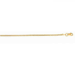 14K Yellow Gold Lite Round Box Chain with Lobster claw Lock, 1.3mm Wide, 16" 18" 20", White Gold, Real Gold Necklace, Women