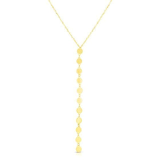 Solid 14K Yellow Gold 17" Mirror Chain Drop Lariat Necklace, Y Necklace, Real Gold, Women Fine Jewelry