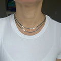 Solid 14K White Gold Herringbone Chain with Lobster claw Clasp, 2.8mm 4.6mm Wide, 16