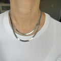 Solid 14K White Gold Herringbone Chain with Lobster claw Clasp, 2.8mm 4.6mm Wide, 16