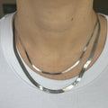 Solid 14K White Gold Herringbone Chain with Lobster claw Clasp, 2.8mm 4.6mm Wide, 16