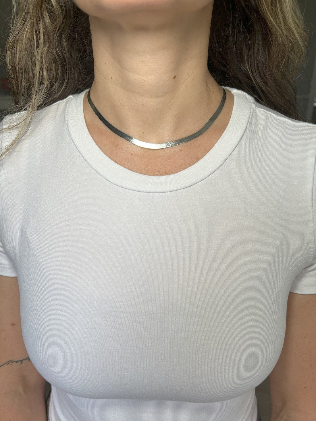 Solid 14K White Gold Herringbone Chain with Lobster claw Clasp, 4.6mm Wide, 16" 18", Real Gold Necklace, Women