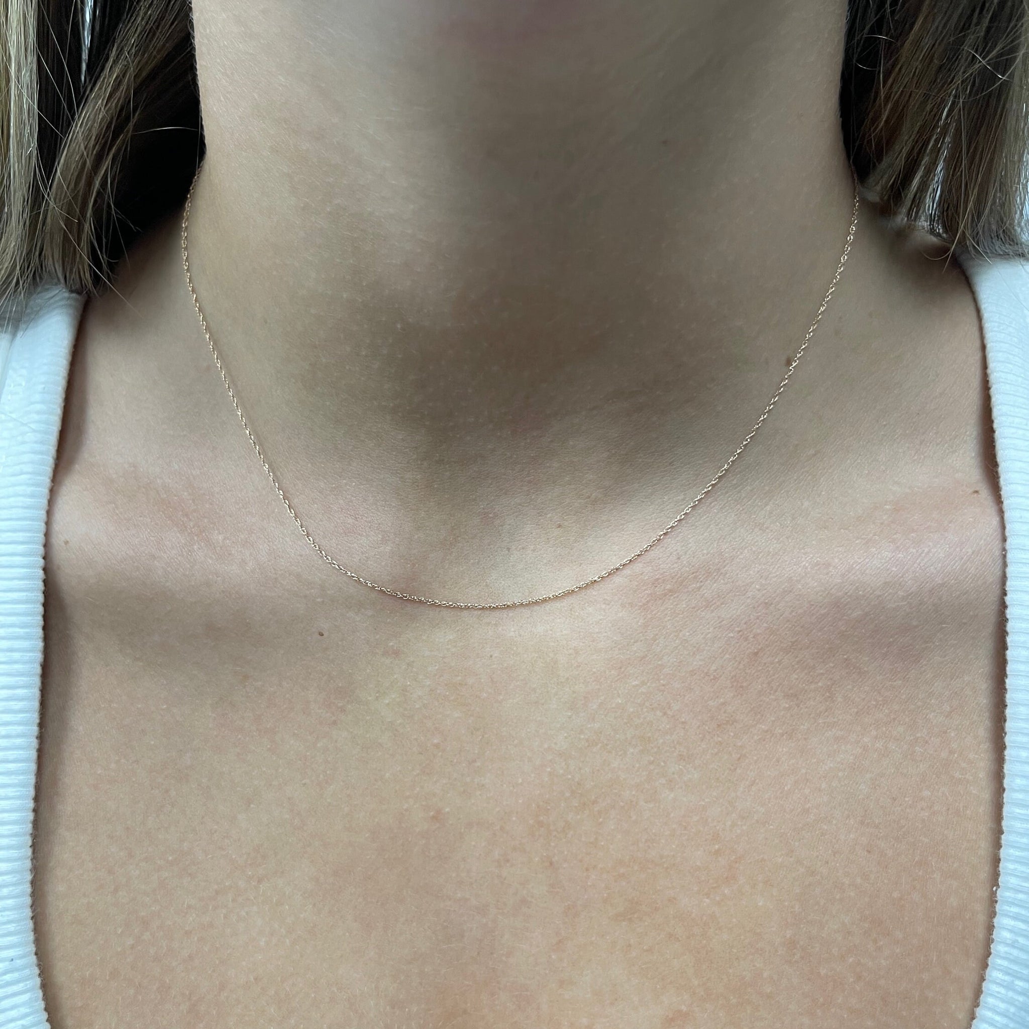 Solid 14K Rose Gold 16" 18" 20" Basic Delicate Rope Chain, 0.95mm Wide, Real Gold Chain, Dainty Chain