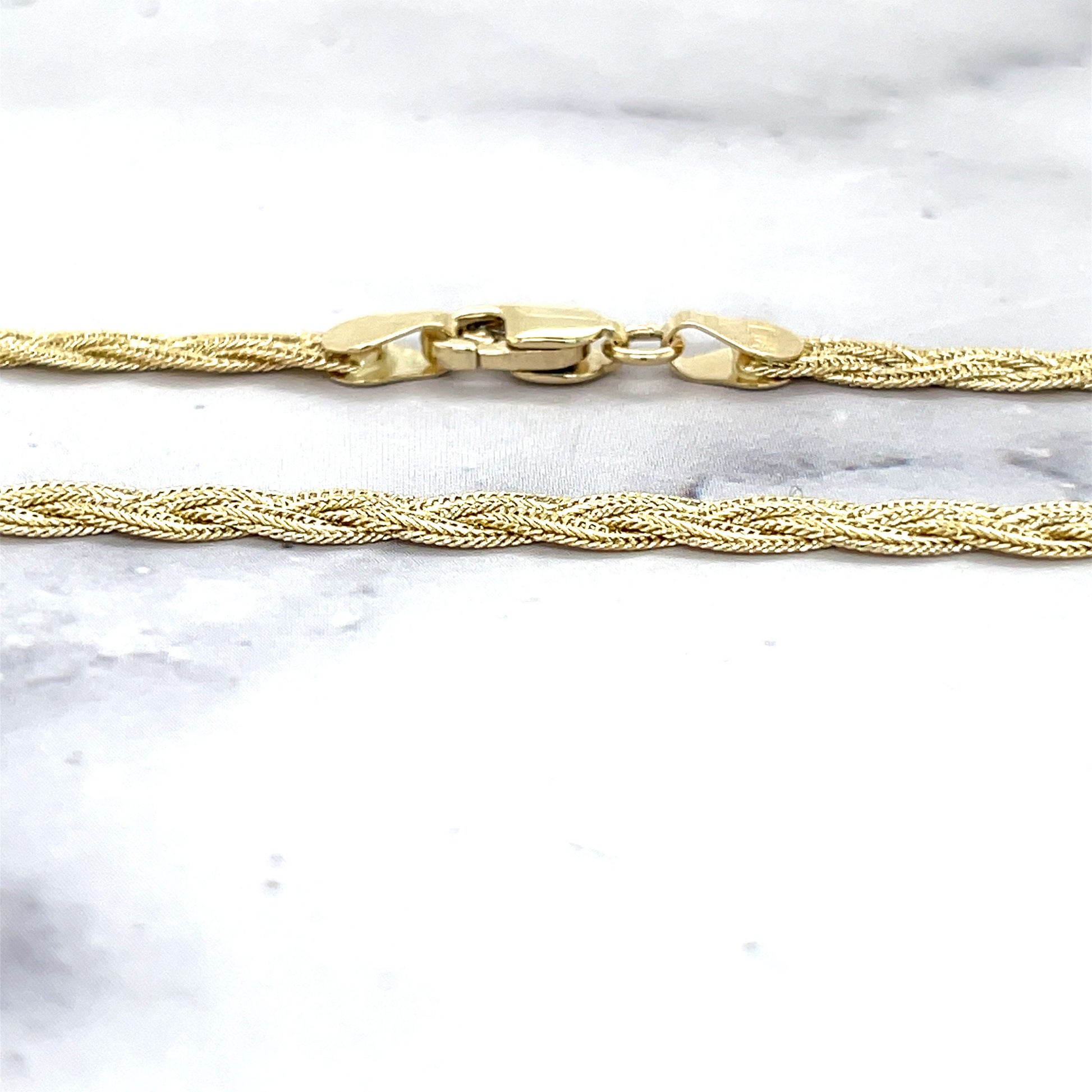 Solid 14K Yellow Gold 10" Braided Fox Anklet, 3.5mm Wide, Real Gold, Ankle Jewelry, White Gold, Women