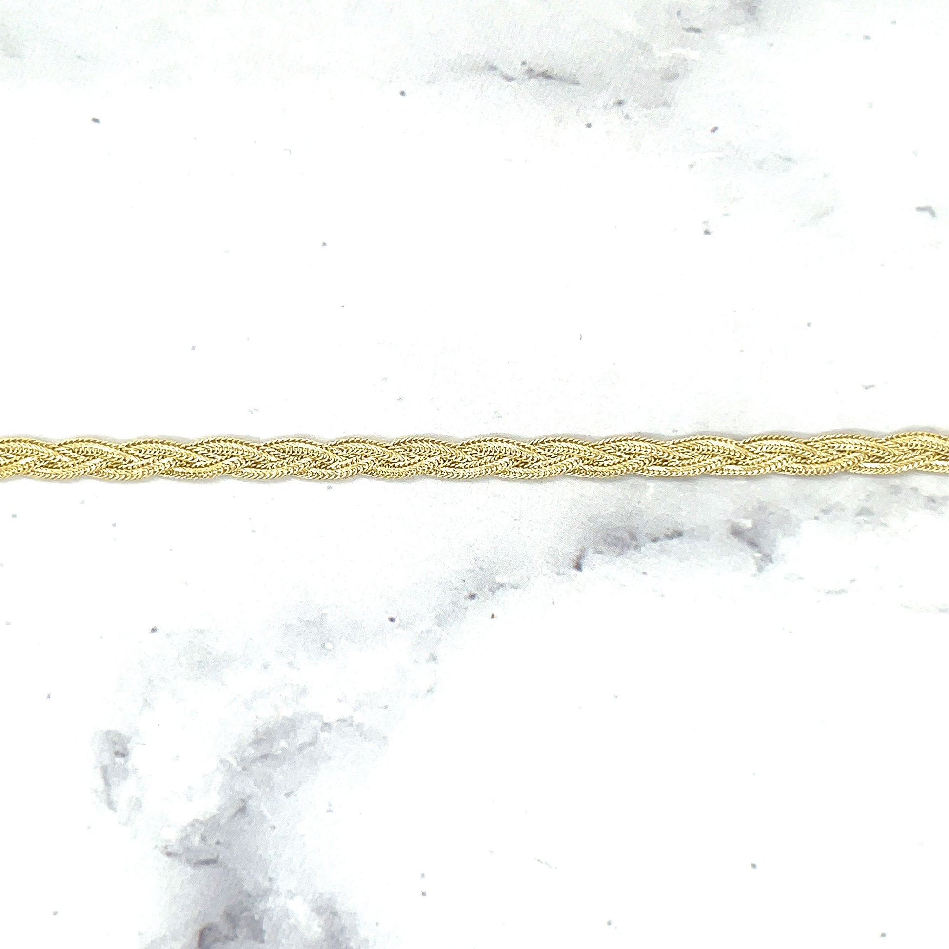 Solid 14K Yellow Gold 10" Braided Fox Anklet, 3.5mm Wide, Real Gold, Ankle Jewelry, White Gold, Women