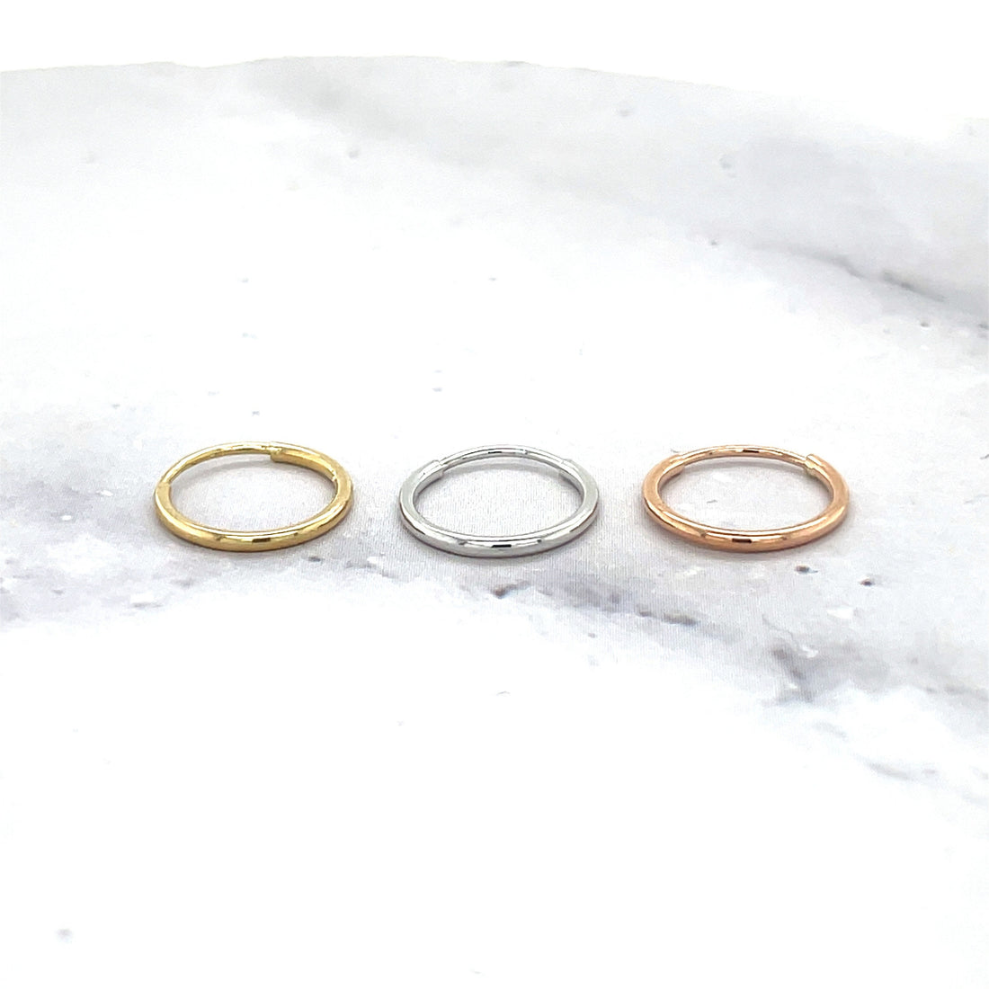 14K Gold 10mm Small Endless Hoop Earring, 1mm Wide ,Real Gold Hoop Earrings, Rose Gold, Yellow Gold, White Gold, Women