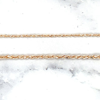 Solid 14K Rose Gold Diamond Cut Rope Chain with Lobster Lock, 1.6mm 2.5mm Wide, 16" to 24", Real Gold Necklace, Pink Chain, Women Gold Chain