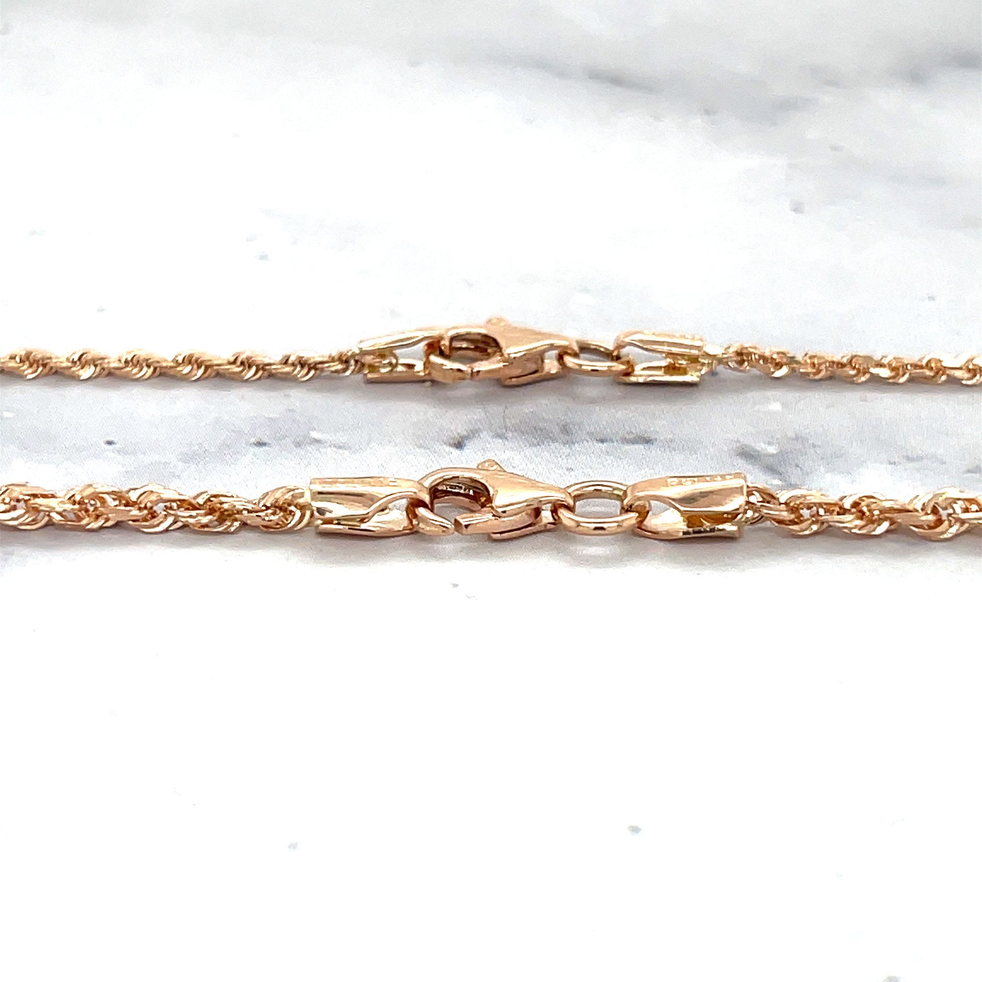 Solid 14K Rose Gold Diamond Cut Rope Chain with Lobster Lock, 1.6mm 2.5mm Wide, 16" to 24", Real Gold Necklace, Pink Chain, Women Gold Chain