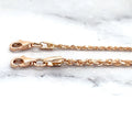 Solid 14K Rose Gold Diamond Cut Rope Chain with Lobster Lock, 1.6mm 2.5mm Wide, 16