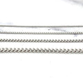 Solid 14K White Gold Curb Gourmette Chain, Lobster Lock, 1mm 1.4mm 2.2 mm 2.8mm Wide, 16