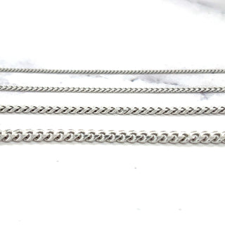 Solid 14K White Gold Curb Gourmette Chain, Lobster Lock, 1mm 1.4mm 2.2 mm 2.8mm Wide, 16" 18" 20" 22" 24", Real Gold Necklace, Women, Men