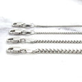 Solid 14K White Gold Curb Gourmette Chain, Lobster Lock, 1mm 1.4mm 2.2 mm 2.8mm Wide, 16