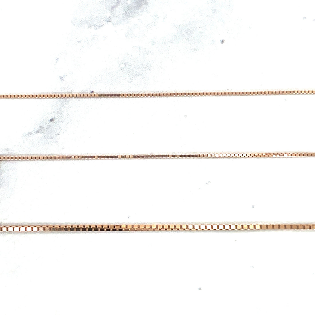 Solid 14K Rose Gold Dainty Classic Box Chain, 0.45mm 0.60mm 0.73mm Wide, 16" to 24", Real Gold Necklace, Women