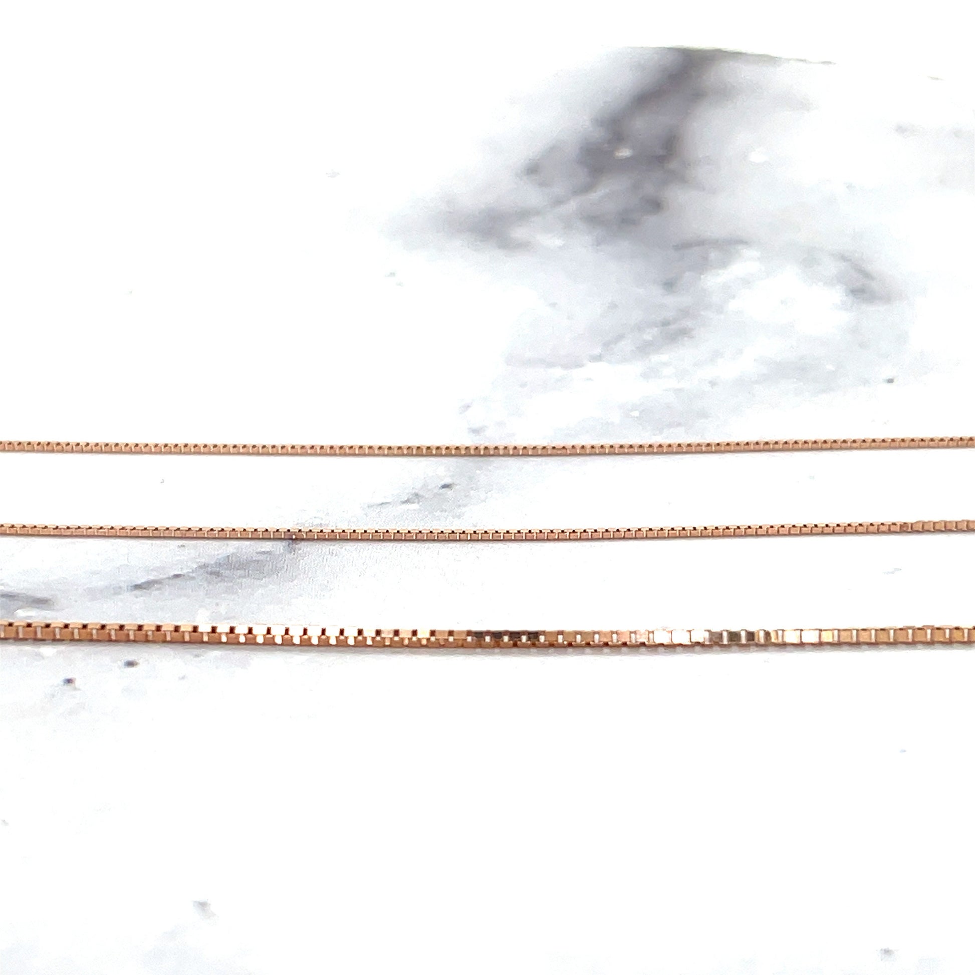 Solid 14K Rose Gold Dainty Classic Box Chain, 0.45mm 0.60mm 0.73mm Wide, 16" to 24", Real Gold Necklace, Women