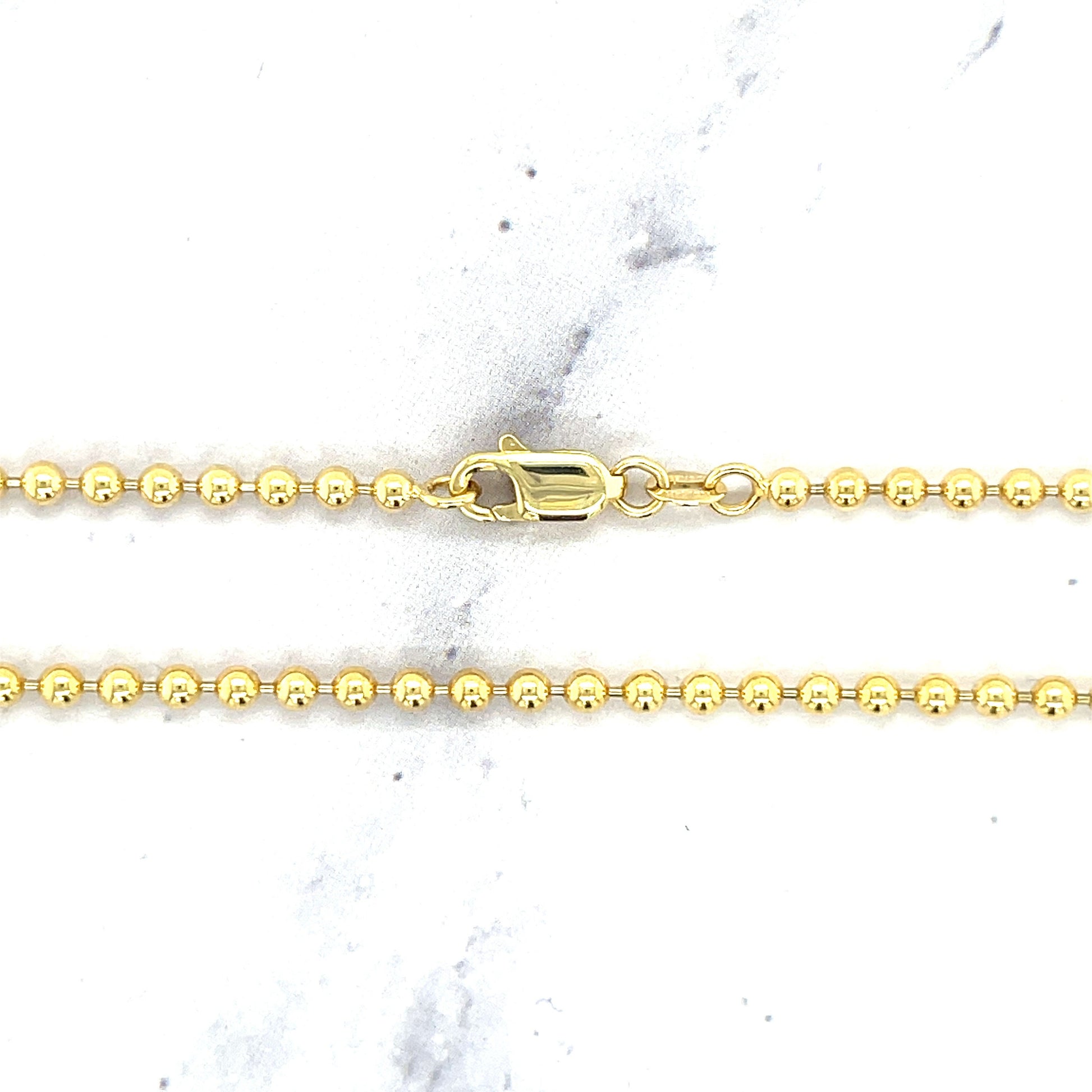 Solid 18K Yellow Gold Bead Chain with Lobster Lock, 2.5mm Wide, 18" 20" 24", Real Gold Necklace, Ball Chain, Women