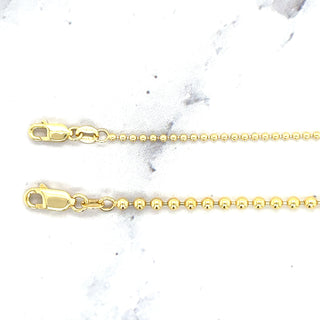 Solid 18K Yellow Gold Bead Chain with Lobster Lock, 1.5mm 2.5mm Wide, 16" 18" 20" 24", Real Gold Necklace, Ball Chain, Women Gold Chain