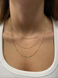 Solid 14K Gold Diamond Cut Bar and Bead Chain with Lobster Lock,0.9mm 1.1mm 1.3mm Wide, 16