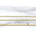 Solid 14K Gold Diamond Cut Bar and Bead Chain with Lobster Lock,0.9mm 1.1mm 1.3mm Wide, 16