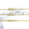 Solid 14K Gold Diamond Cut Bar and Bead Chain with Lobster Lock,0.9mm 1.1mm 1.3mm Wide, 16